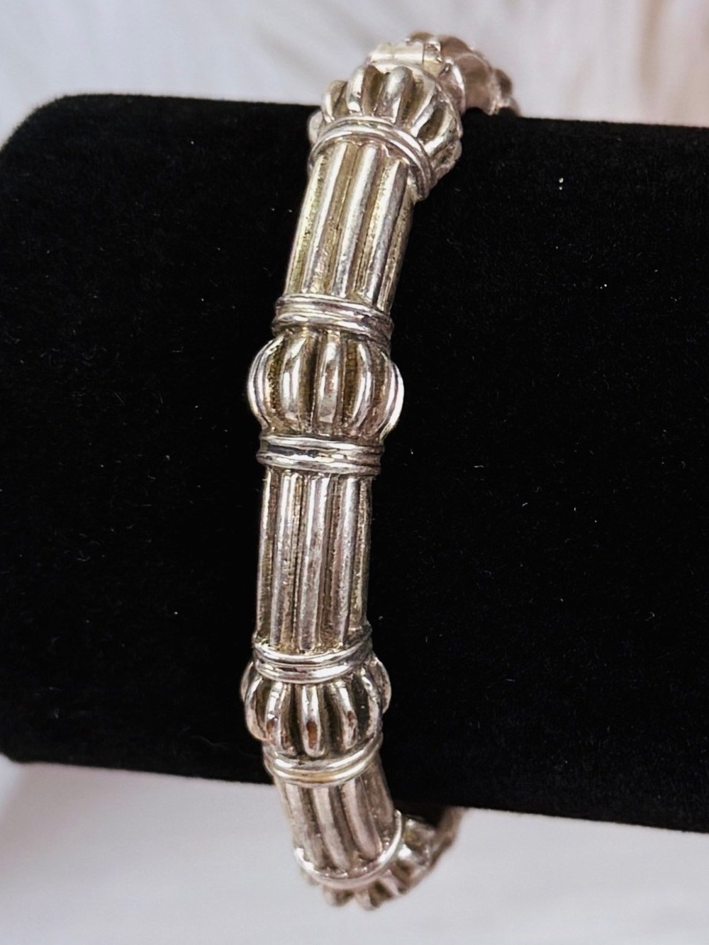 Vintage Aged Silvetone Weighted Bohemian Bracelet